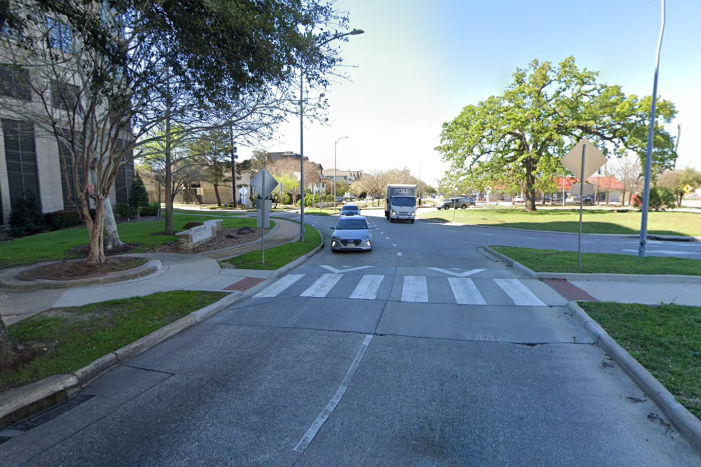 Street-level image of this Marked Crosswalk